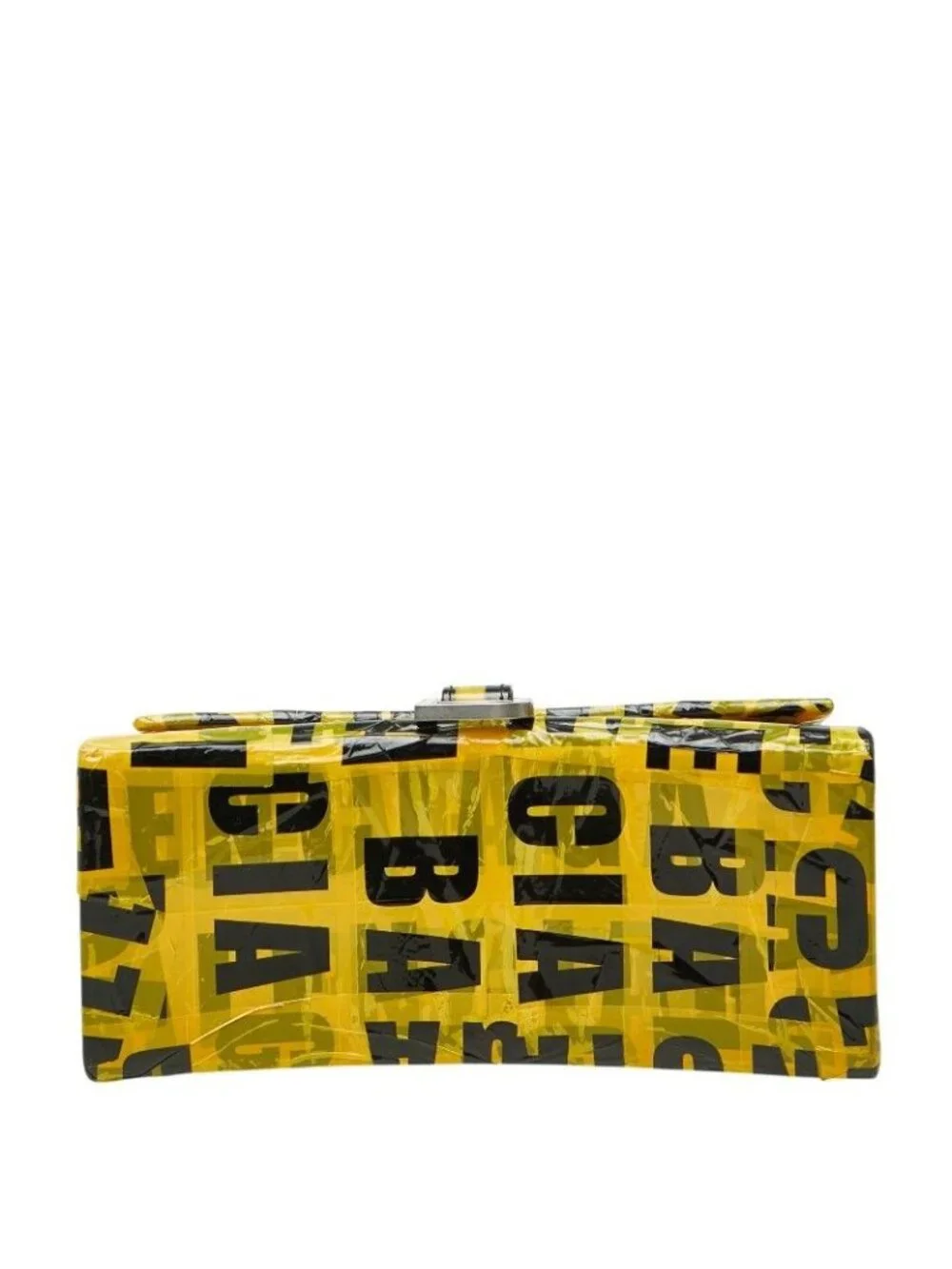 Balenciaga Hourglass S 2-Way Shoulder Bag Top Handle Yellow Black Leather Tape